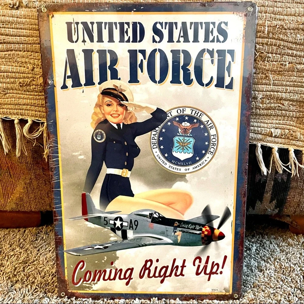 NEW Heavy Duty Steel United States Air Force Coming Right Up Metal Sign
